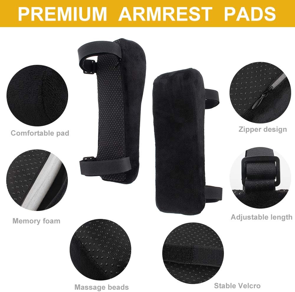 Chair Armrest Pads Foam Memory Foam Comfortable Elbow Pillows for Office Chair Arm Support Forearm Pressure Relief Universal Chair Arm Cover, 2 Piece Set : Office Products