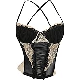 Floerns Women's Y2k Halter Tops Sleeveless See Through Lace Going Out Street Camisole