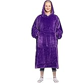 Waitu Wearable Blanket Sweatshirt Gifts for Women and Men, Warm and Cozy Giant Blanket Hoodie, Thick Flannel Blanket with Sleeves and Giant Pocket - Violet
