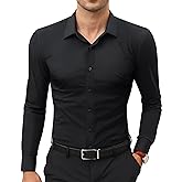 Lion Nardo Stretch Mens Dress Shirts Long Sleeve Slim Fit Dress Shirts for Men Muscle Fit Wrinkle Free Button Down Shirt