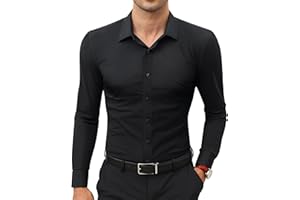 Lion Nardo Stretch Mens Dress Shirts Long Sleeve Slim Fit Dress Shirts for Men Muscle Fit Wrinkle Free Button Down Shirt