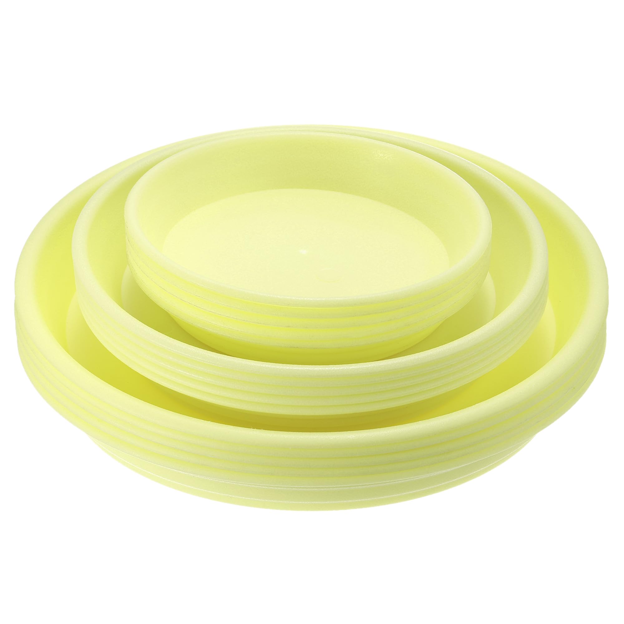 M METERXITY 15 Pack Planter Saucers - Plastic Plant Tray Flower Pot Drip Trays Round Apply to Outdoor/Garden (6"/8"/10", Yellow)