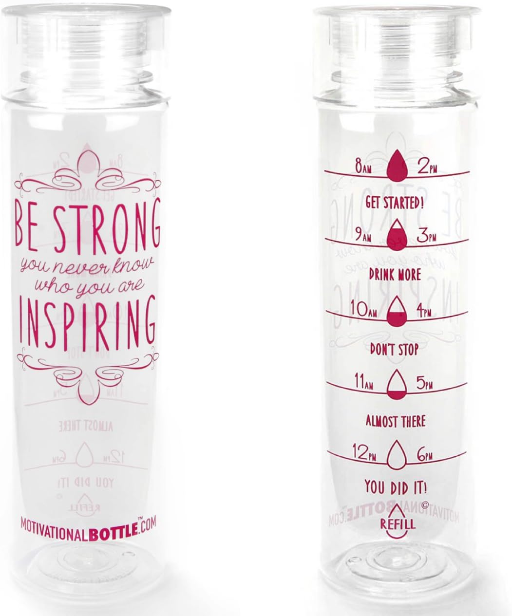 Motivational Bottle 32oz Fitness Workout Sports Water Bottle with Unique Timeline | Measurements | Goal Marked Times for Measuring Your Daily Water Intake, BPA Free Non-Toxic Tritan (Clear)