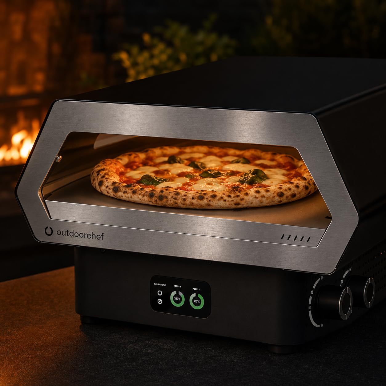 Outdoorchef PRISMO 420 G Gas-Pizzaofen – bis 450 °C, automatisch rotierender Pizzastein Ø 42 cm, Booster-Brenner, getrennte Temperaturregelung und digitales Touch-Display 6