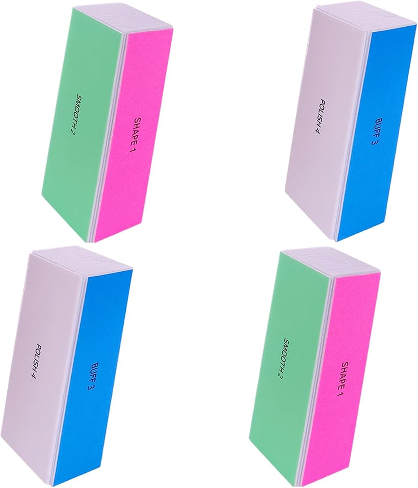 4 Way Nail Buffer Block (4 Pcs), Nail Shine Buffers Blocks Files for Natural and Acrylic Nails Smoother Buffing Block Polishe