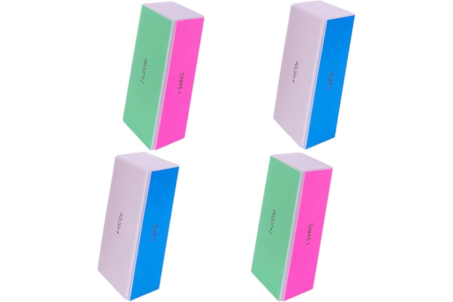 4 Way Nail Buffer Block (4 Pcs), Nail Shine Buffers Blocks Files for Natural and Acrylic Nails Smoother Buffing Block Polisher Fingernail File Buffer 120/240/600/3000 Grit for Buffing Shinning