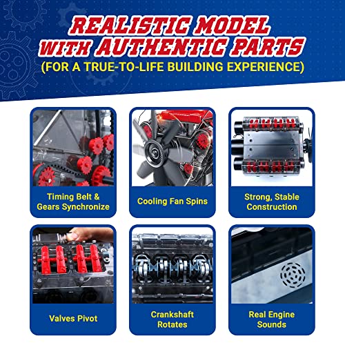 Playz V8 Combustion Engine Model Building Kit for Kids, Adults STEM