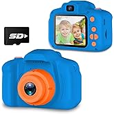Seckton Upgraded Kids Selfie Camera, HD Digital Video Camera-Navy Blue | Christmas Birthday Gifts for Boys Age 3-9, Toddler Camera with Dual Lens, SD Card, Lanyard, Shockproof, Portable Creative Toy