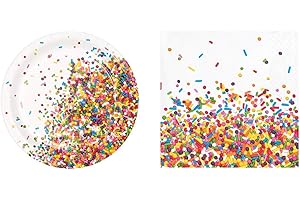 Confetti Sprinkles Dessert Plates (16) and Beverage Napkins (16) Bundle