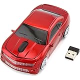 Usbkingdom 2.4GHz Sport Car Shape Wireless Mouse Ergonomic Optical Mice with USB Receiver for PC Laptop Computer 1600DPI 3 Buttons Red