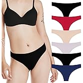 Hanes Premier Women's Underwear Thongs Set, 6-Pack, Luxe Fit No-Show Microfiber Thongs for Women, Moisture-Wicking Panties