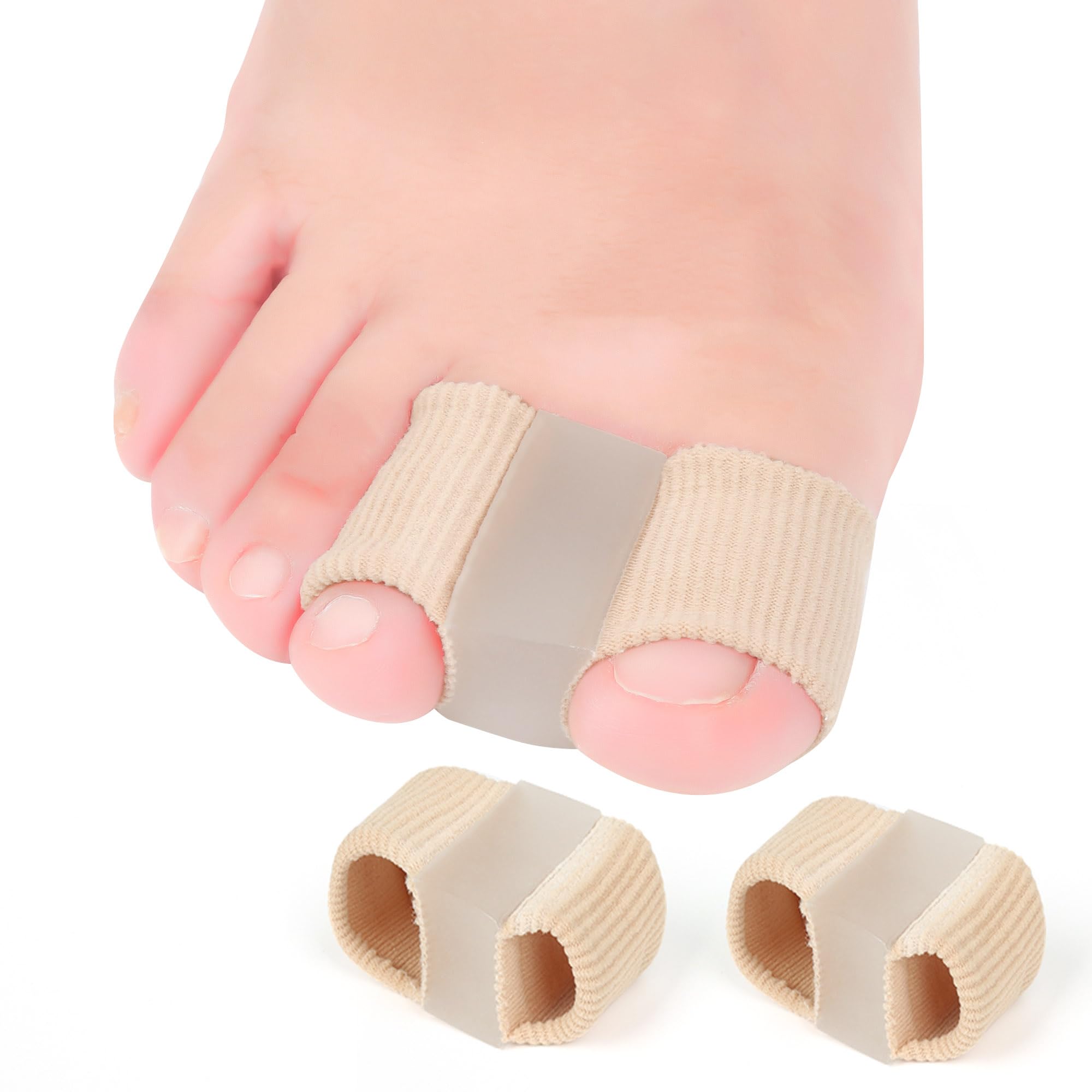 DYKOOK Gel Toe Separators Bunion Corrector with 2 Loops be Made of Elastic Fabric Material 2PCS Toe Corrector for Big Toes,Toe Spacers Suitable for Hallux valgus,Foot Pain,Corns (L)