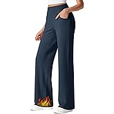 G4Free Fleece Lined Pants Women Wide Leg Work Trousers with Pockets High Waisted Sweatpants for Casual Dress Winter