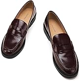 C.Paravano Genuine Leather Penny Loafers | Loafers for Women | Casual Slip On | Walking Flats Classic Driving Moccasins(Burgundy,8.5)