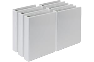 Samsill Economy 1 Inch Mini 3 Ring Binder, Made in The USA, Round Ring Binder, Non-Stick Customizable Cover, White, 6 Pack