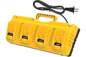EAGGLEW 4-Port DCB104 Rapid Charger Replacement for Dewalt 12V/20V Max Lithium Battery Charger Station Compatible with Dewalt 12V&20V MAX Lithium Batteries DCB204 DCB230 DCB240 DCB120 DCB126 DCB206 (Yellow)