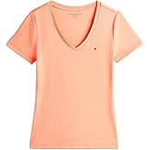 Tommy Hilfiger Women Short Sleeve V-Neck Solid Cotton Tee