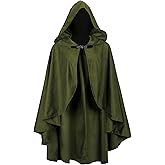 JPXH Medieval Cloak with Hood Short Hooded Cape for Adult Men and Women Halloween Renaissance