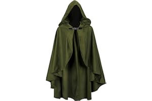 JPXH Medieval Cloak with Hood Short Hooded Cape for Adult Men and Women Halloween Renaissance