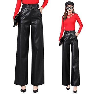 Amazon ガウチョ パンツ レディース レザーパンツ フェイクレザー