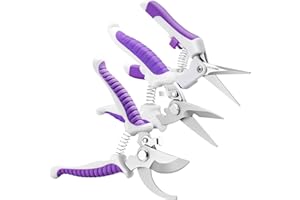 YANZI Garden Pruning Shears,Gardening Tools Bypass Hand Pruner Stainless Steel Gardening Scissor,Tree Cutter Clippers Secateur Trimmer Kit Set of 3,Purple
