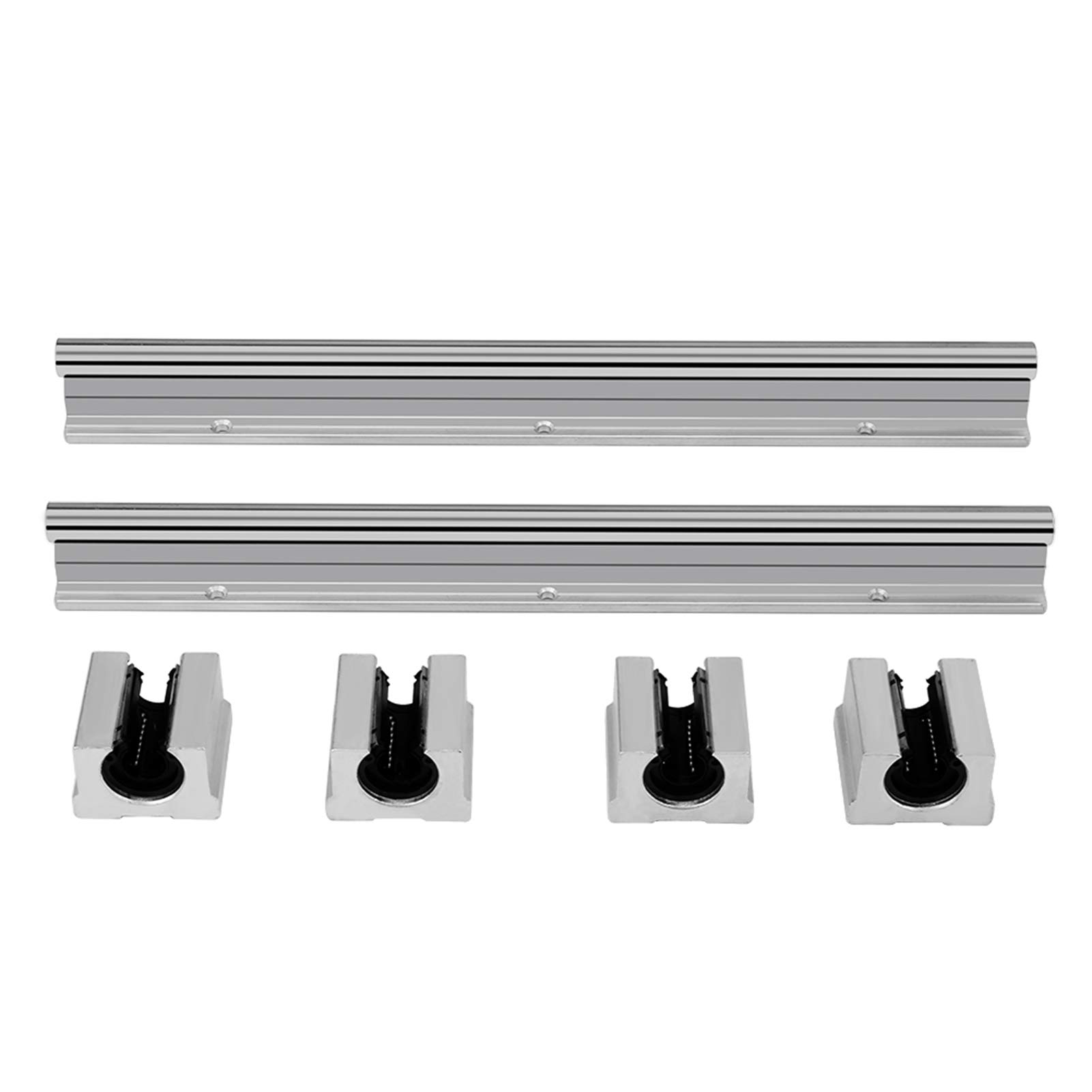 2PCS 300mm Linear Slide Guide, Router Accessories Rail Shafts + 4Pcs Bearing Slide Block Set