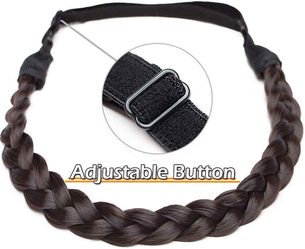 Silk-co Hair Plait Hairband in Dark Brown Braided Headband Elastic Synthetic Twist Front Hairpiece Accessory - Image 4