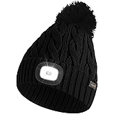 Keains Unisex LED Beanie with Light, USB Rechargeable Headlamp Hat,Gifts for Men and Women