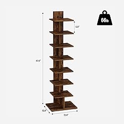 TUTOTAK Narrow Bookshelf, 8-Tier Bookcase, Spine