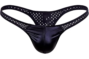 FEOYA Men's Metallic Shiny Briefs Sexy Mesh Pouch Bulge Underpants Low Rise Bikini Underwear