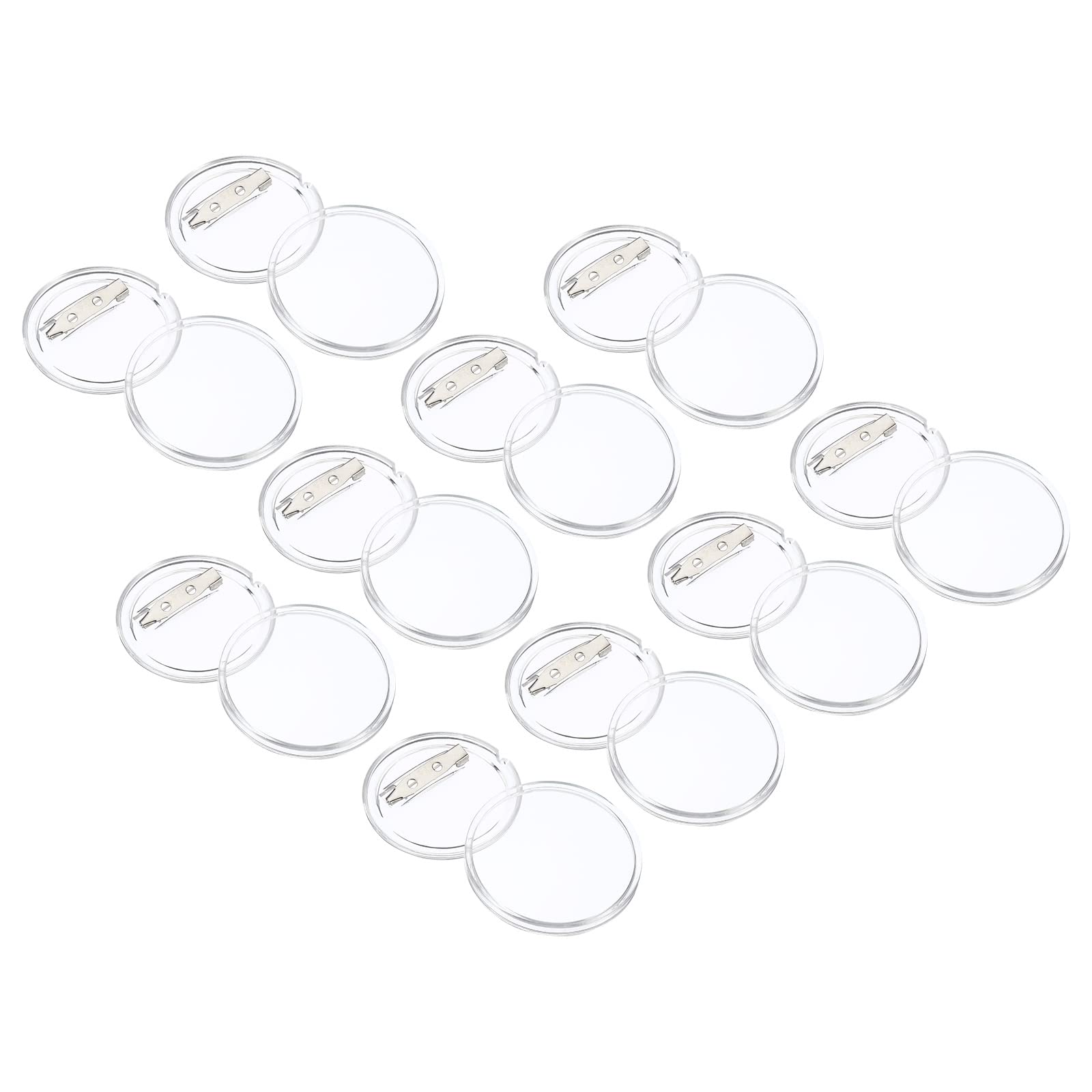 PATIKIL 1.72inch Acrylic Button Pin Badge, 10 Set Round Pin Blank Buttons Badges Kit for Craft Supplies, DIY Badges, Clear