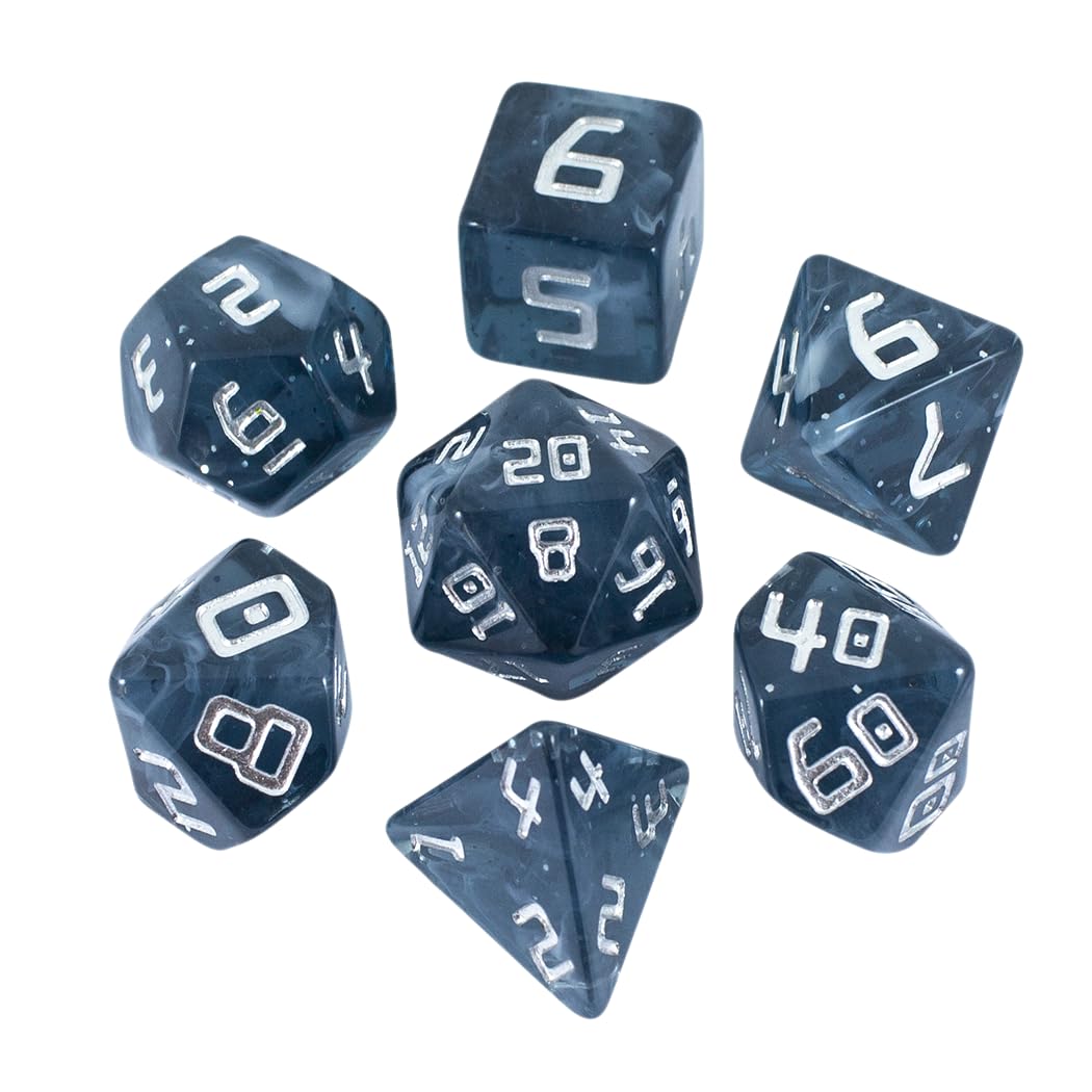 Starfarer Sci-Fi RPG Dice - 'Mothership' - Gray/Blue with White Swirls