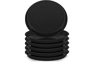 VUWEZ 6 Pack Plant Saucer Tray, 4 6 8 10 12 15 16 18 20 inch Plant Saucers for Indoors, Durable Plastic Flower Planter Plant Water Drip Trays Round, Pot Saucers, Plant Trays for Pots (6", Black)