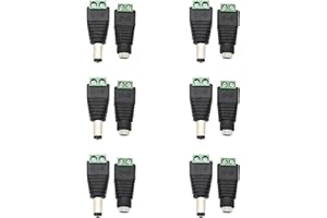 PAUTIX 12pcs Male and Female DC Power Jack Connector 5.5mm x 2.1mm 6pairs Connectors for Led Light Strip CCTV Security Camera Cable Wire Ends Plug Barrel Adapter