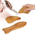 ZJchao Wood Gua Sha Massage Tool, Set of 2 for Body Pain Relief, Scraping Board with Storage Bag, Home Use