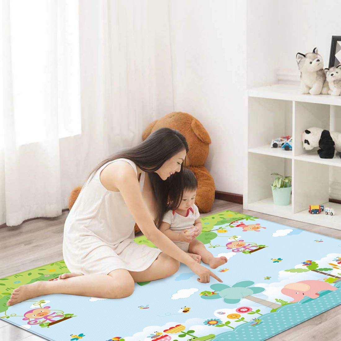 Yvsoo Tapis Jeu Pour Bebe Tapis De Jeu Xxxl Grand Tapis De Sol Pour Enfant Rampe Tapis En Soie Ldpe Impermeable 0 X 180 X 1 Cm Bebe Puericulture Eveil Et Jouets