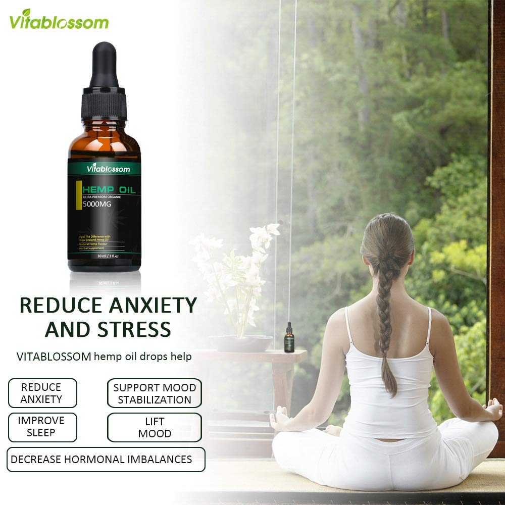 Hemp Oil Drops, Full Spectrum Extract Hemp Seed Oil, Great for Anxiety Pain Relief Sleep Support etc (5000mg)
