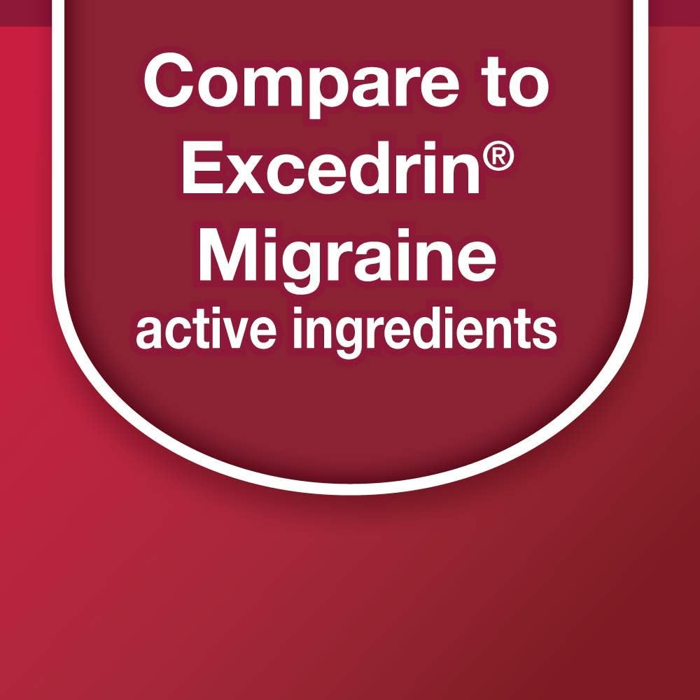  Basic Care Migraine Formula Caplets, Acetaminophen, Aspirin (NSAID) and Caffeine Tablets, Migraine Pain Relief, 200 Count: Health & Personal Care