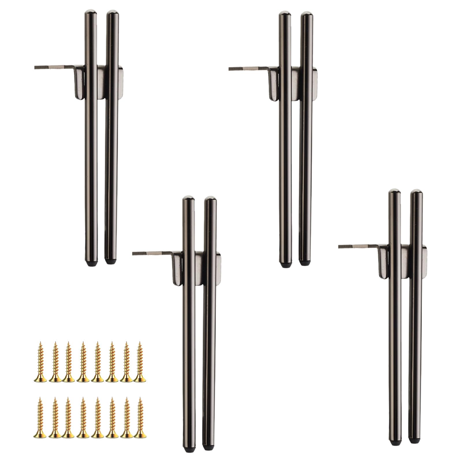 4 Metal Design Furniture Legs, Replacement Modern Chic Elegant Legs for Coffee Table 18 cm, TV Cabinet, Bathroom Cabinet with Screws+Silent Non-Slip Base, Black