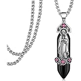 Tiaxiemo Virgin Mary Necklace 925 Sterling Sliver Virgen De Guadalupe Necklace Christian Jewelry Gifts for Men