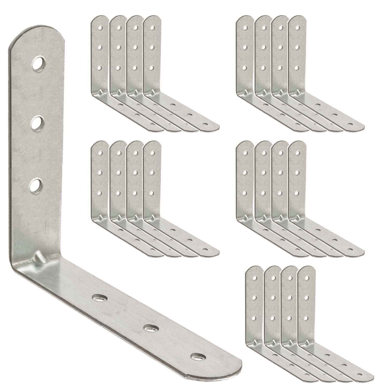OMIDEAS 20 x Angle Bracket (80 x 80 x 16) 90 Degree L Shape Corner Brace Plate Wood Metal Connecting Fixing Joining Repair Support Galvanised Connector