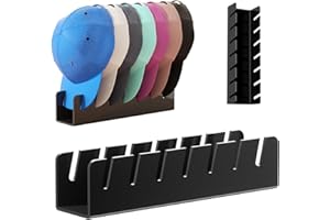Deposhion Hat Stand for Baseball Caps, No Install Hat Organizer for 14 Baseball Caps for Bedroom, Dresser, Office, Wall Black (Black)