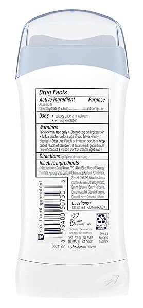 DOVE INVISIBLE SOLID ANTIPERSPIRANT DEODORANT STICK FOR WOMEN, ORIGINAL CLEAN, FOR ALL DAY UNDERARM SWEAT & ODOR PROTECTION 2.6 OZ