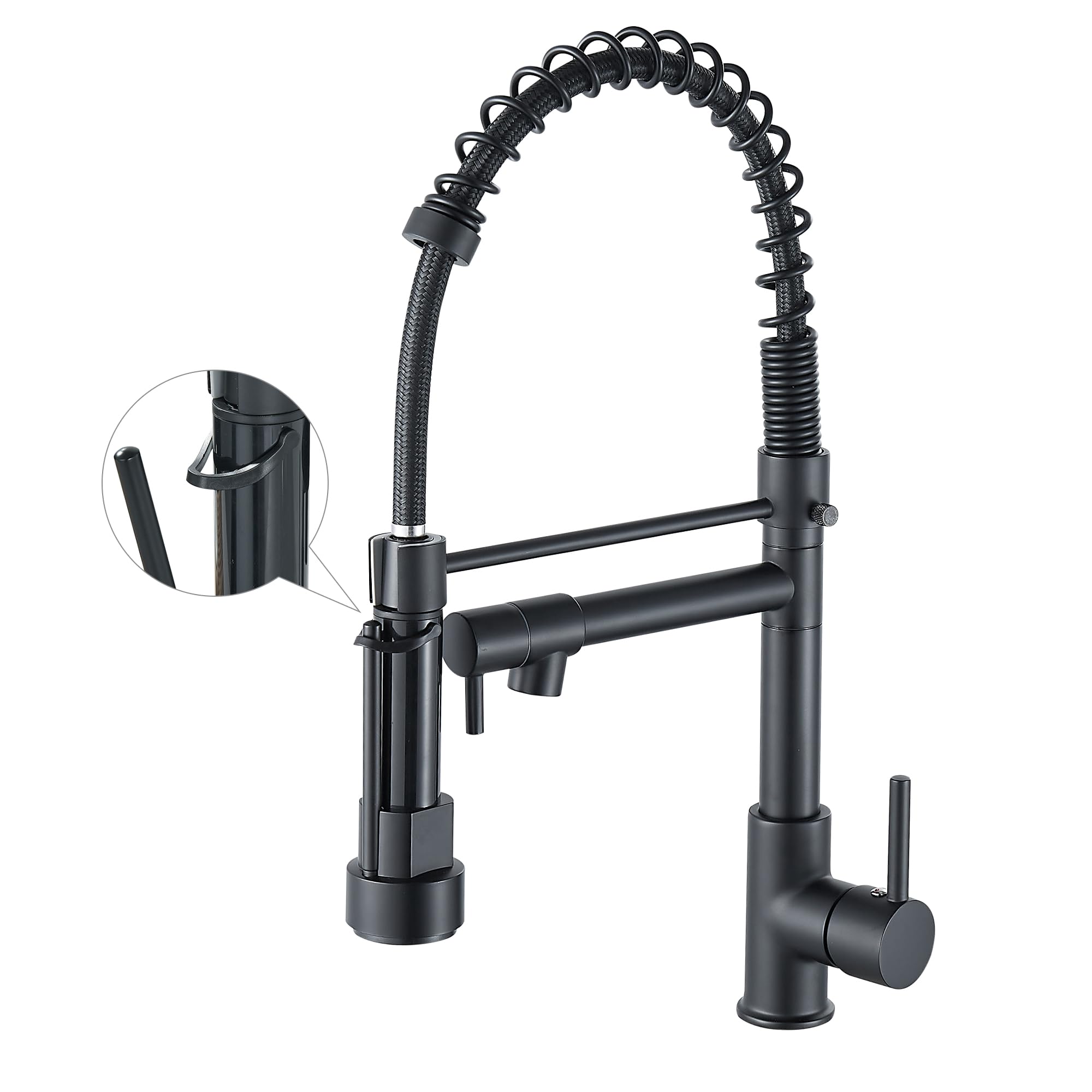 Kitchen Faucet with Pull Down Sprayer High Arc Single Handle Spring Kitchen Sink Faucet,Matte Black