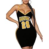 Verdusa Women's Jersey Dress Letter Print Bodycon V Neck Cami Mini Dresses