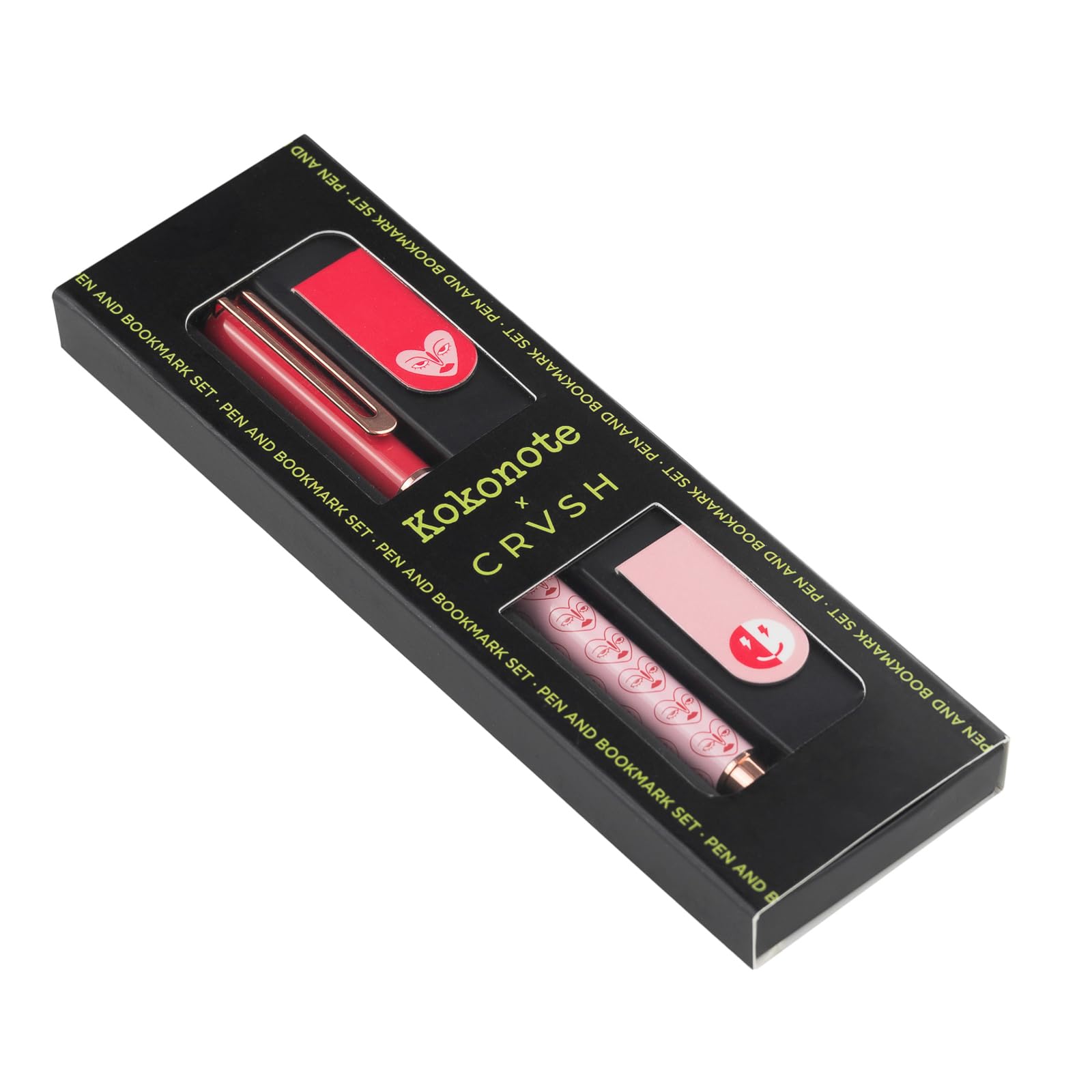 Kokonote Pen & Bookmark Set x CRVSH | Ball Point Pen Black Ink & Magnetic Bookmarks | Pen In Gift Box, Ballpoint Pen, Cute Pen, Cool Pens | Cute Stationery