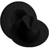 KUJUHA Fedora Hats for Mens/Womens Felt FedoraHats Two Tone Wide Brim Fedora Hats Rancher Hat