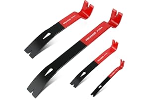 TOOLEAGUE 4Pcs Flat Pry Bar Set,5-1/2",7-1/2",10",15" Utility Heavy Duty Crow Bar with Nail Puller,Woodworking Tools for Prying, Scraping, Lifting, Pulling