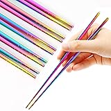 MUYOS Stainless Steel 5 Pairs Reusable Rainbow