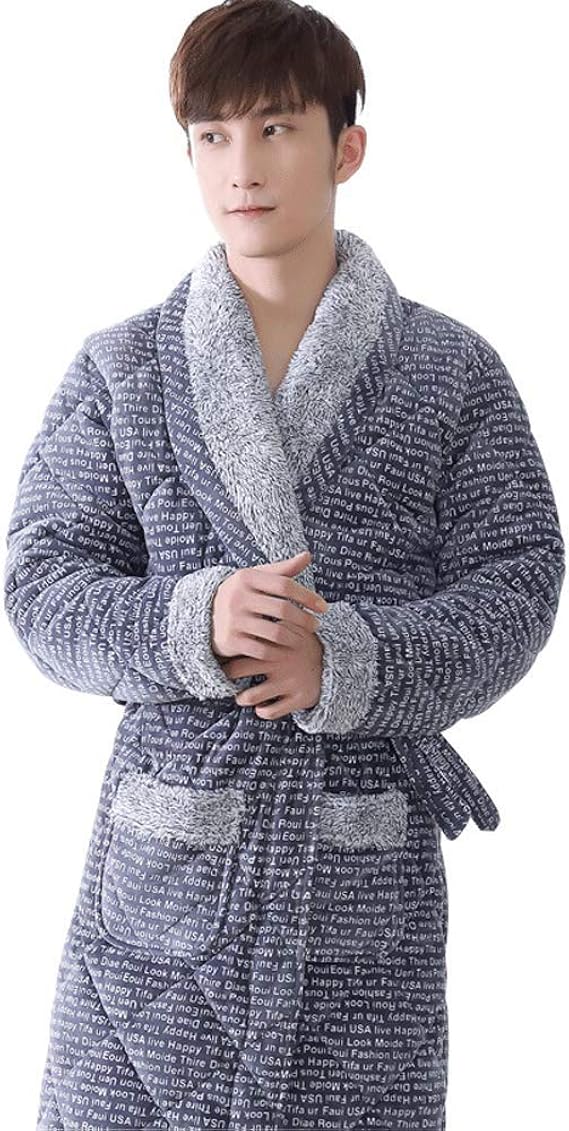 Amazon 浴衣 メンズ 冬のメンズローブの厚いフランネルバスローブ秋のカジュアル暖かい男性ナイトウェア男性バスローブベルトエレガントなバスルームスパホームウエア L 簡単着付け 和服 和装 おしゃれ Size Click To Select Xxxl 浴衣 通販